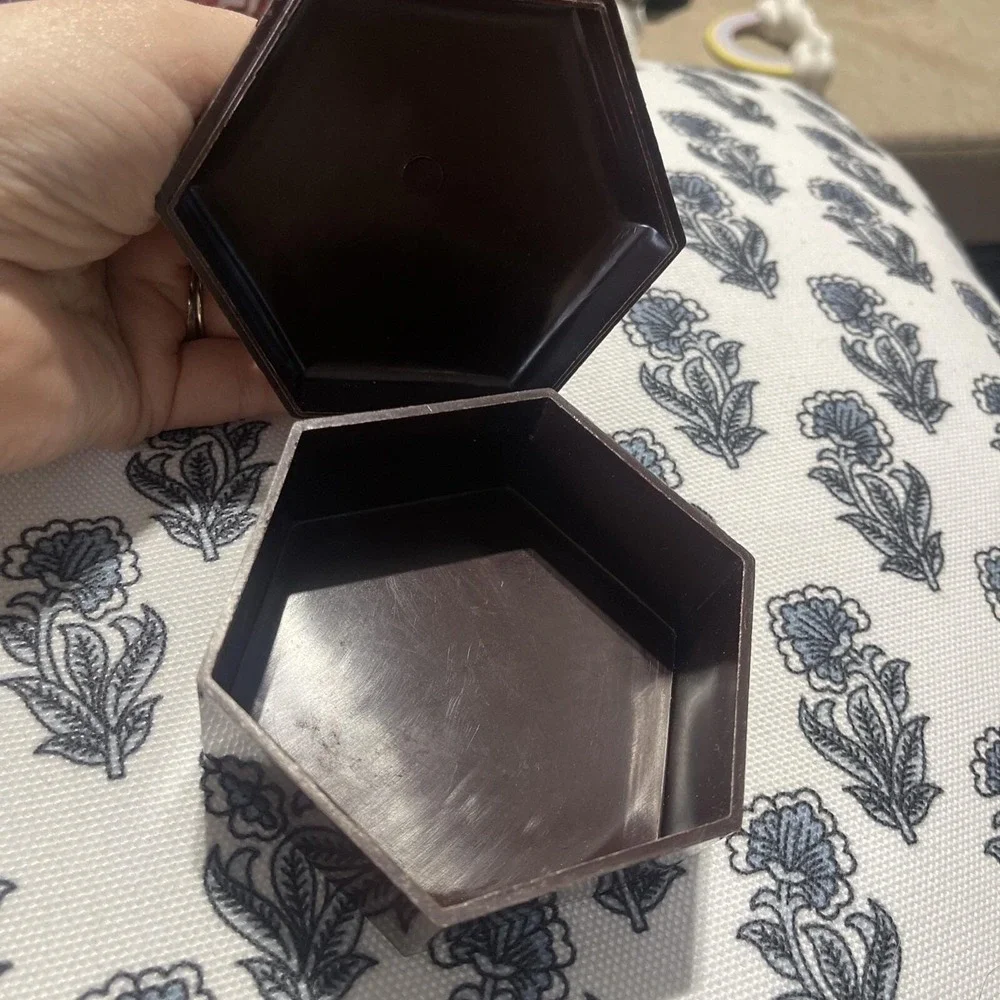 Vintage Duck Topper  Plastic‎ Hexagon Shaped Trinket Box  Rustic Trinket Storage